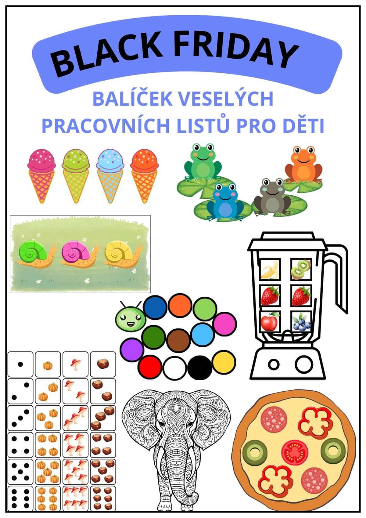 BLACK FRIDAY BALÍČEK VESELÝCH PRACOVNÍCH LISTŮ PRO DĚTI