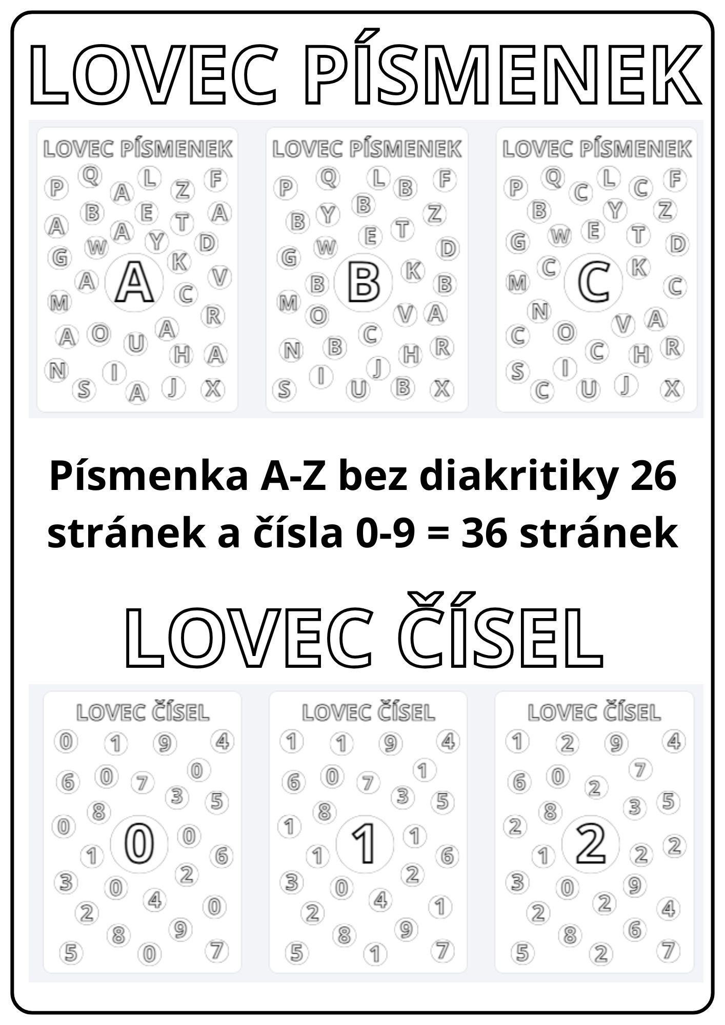 PDF pracovní listy Lovec písmenek a lovec čísel
