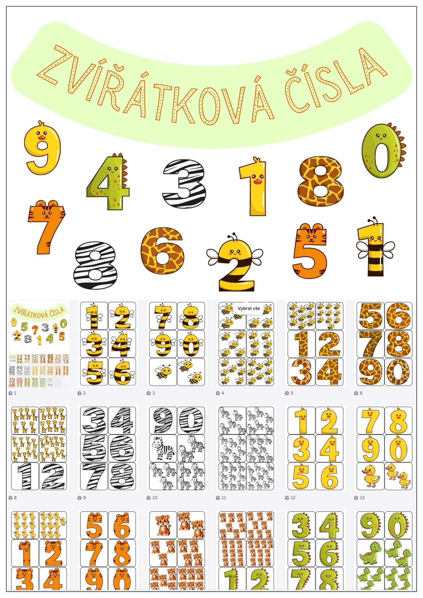 PDF zvířátková čísla počítání se zvířátky